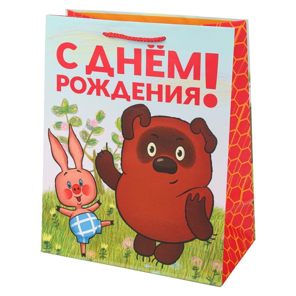 Пакет подарочный СОЮЗМУЛЬТФИЛЬМ МАТОВЫЙ, l, Винни Пух,140 гр/м2 ЧУДО ПРАЗДНИК в кор.10*12шт