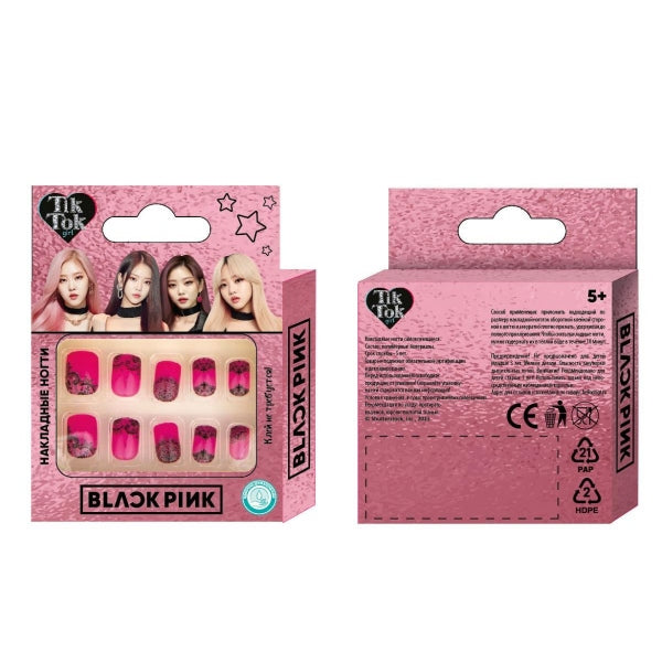Косметика ДЛЯ ДЕВОЧЕК накладные ногти, черно-розовый Cool Star в кор.6*24шт
