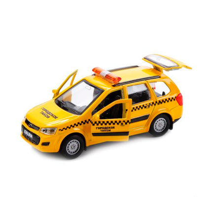 МАШИНА "ТЕХНОПАРК" МЕТАЛЛ. ИНЕРЦ. LADA KALINA CROSS ТАКСИ 12СМ, ОТКРЫВ. ДВЕРИ В КОР. в кор.2*24шт