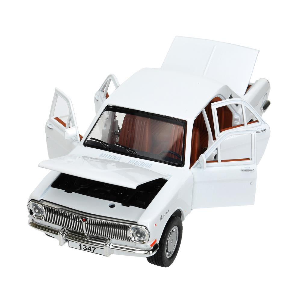 ГАЗ 2401 свет-звук 19,7 см, дв, кепка, баг, ин, белый Технопарк в кор.2*24шт