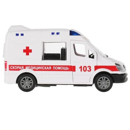 Machine en plastique РЕАНИМАЦИЯ 12,5 см, двери, багажник, инерц., kor. Parc technologique dans le cor.2*72шт