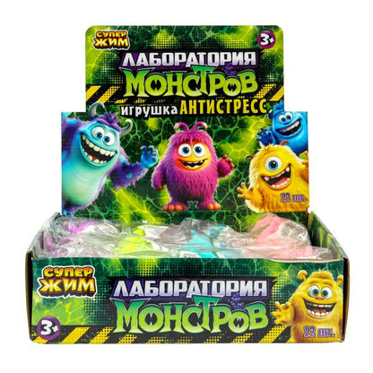 Игрушка супер мялка с мукой, монстрик, цвета в асс.,дисплей Супер Жим уп-12шт в кор.10уп