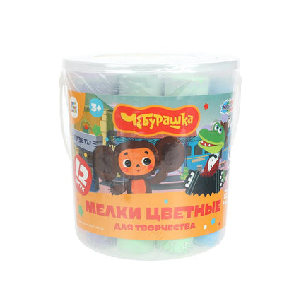 MEL12-113545-WOT Мелки асфальтовые, 12 шт в ведре Чебурашка МУЛЬТИ АРТ в кор.24наб