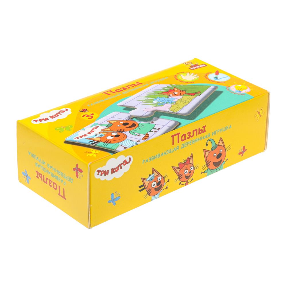 Игрушка деревянная пазл 12,5*6 см. Три Кота терм. пакет Буратино в кор.15шт