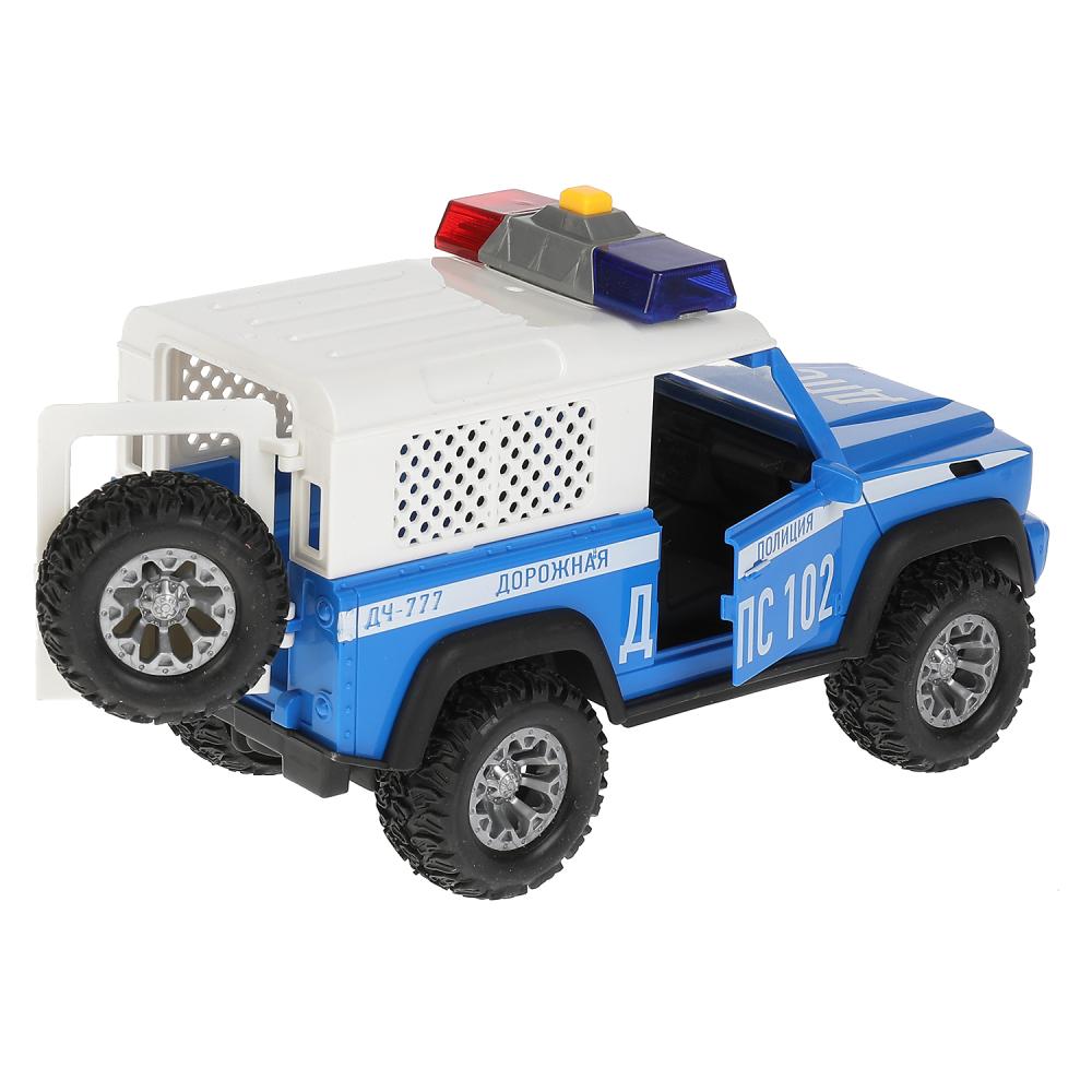 Машина пластик свет-звук ПОЛИЦИЯ 23 см, откр. двер. и баг., инерц, кор. Технопарк в кор.24шт