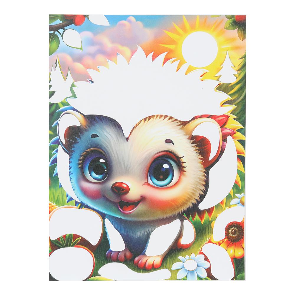 Аппликация песком с блестками Ёжик 17*23 см МУЛЬТИ АРТ в кор.100шт