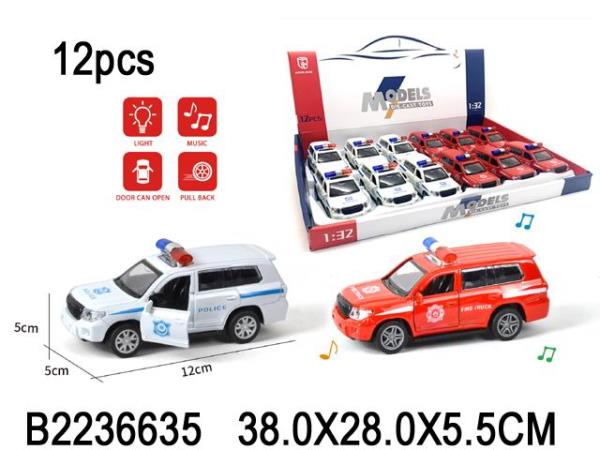 Машина металл. инерц. свет+звук B2-08L в дисплее уп-12шт в кор.2*9уп