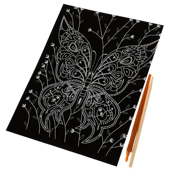 Гравюра 18*24 см бабочка, цветная МУЛЬТИ АРТ в кор.120шт