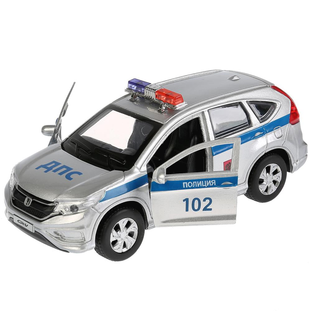 Машина металл "HONDA CR-V ПОЛИЦИЯ", длина 12см, открыв. двери, инерц, в кор. Технопарк в кор.2*36шт