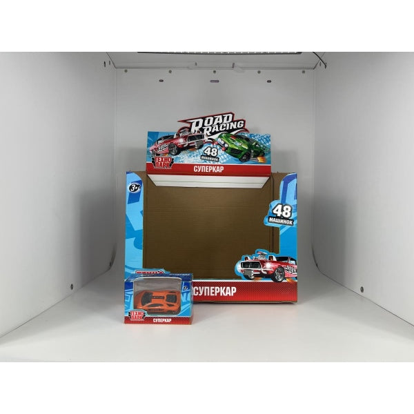 Машина металл ROAD RACING SUPERKAR 7,5 см, в ассортименте, фары Технопарк уп-48шт в кор.12уп