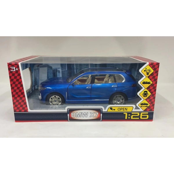 Машина металл свет-звук BMW x7, 20см, двери, инерц, синий, кор Технопарк в кор.18шт