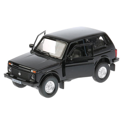ТМ Технопарк. Machine métallique "LADA 4x4" 12 cm, ouverte. двери, инерц., ЧЕРНЫЙ. dans le cor. dans le cor.2*36шт