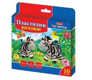 Пластилин Восковой 10 цв. 150г со стеком Забавные зверята в карт.короб. с европодвесом