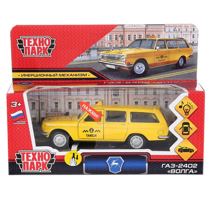 2402-12SLTAX-YE 303648 Машина металл свет-звук ГАЗ-2402 "ВОЛГА" ТАКСИ 12 см, двери, багаж, в кор. Т