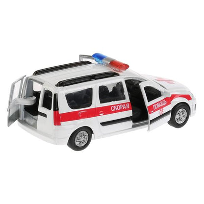 SB-16-47-A-WB 266062 Машина металл LADA LARGUS СКОРАЯ, 12 см, двери, багаж., инерц., кор. Технопарк