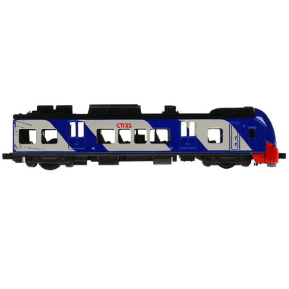 Технопарк. Электропоезд "Пассажирский" арт. ELTRAIN-17-BUSR 17 см, металл,двери, инерц, синий, в кор