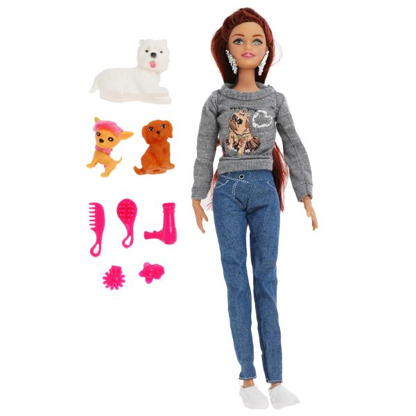 Кукла 29 см София с питомцами, с акс, руки и ноги сгибаются в кор КАРАПУЗ в кор.24шт