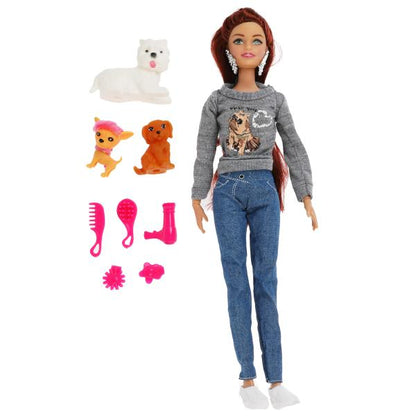 Кукла 29 см София с питомцами, с акс, руки и ноги сгибаются в кор КАРАПУЗ в кор.24шт