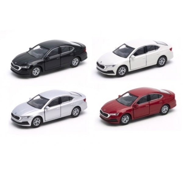 Машина металл 4.75" skoda OCTAVIA инерц. открыв. двери, в ассорт. в дисплее уп-12шт в кор.2*6уп