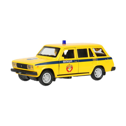 Machine en métal blanc-noir VA-2104 ЖИГУЛИ МИЛИЦИЯ 12 см,двери,желтый, кор. Parc technologique dans le cor.2*36шт