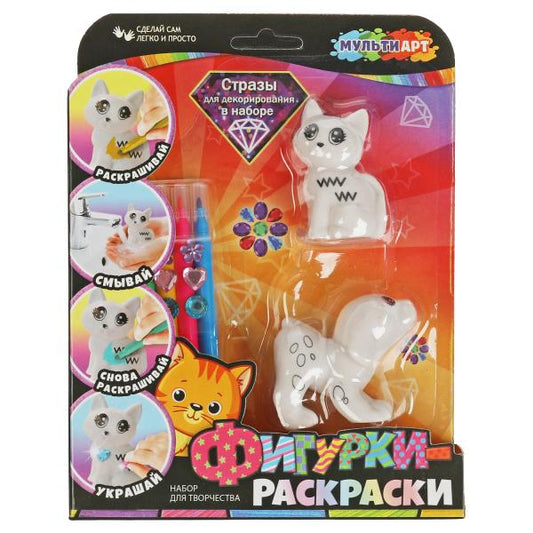 Набор д/детского тв-ва пластиковая фигурка для росписи, собачка и кошечка МУЛЬТИ АРТ в кор.2*96шт