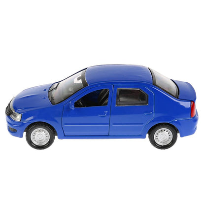 Machine en métal "RENAULT LOGAN", d'une longueur de 12 cm, ouverte. двери, инерц, синий в кор. Parc technologique dans le cor.2*36шт