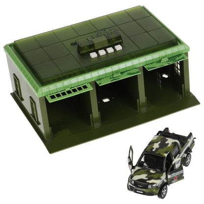 Игрушка пластик свет- ВОЕННАЯ БАЗА 22 см, УАЗ ПИКАП, КАМУФЛЯЖ, кор. Технопарк в кор.2*18шт