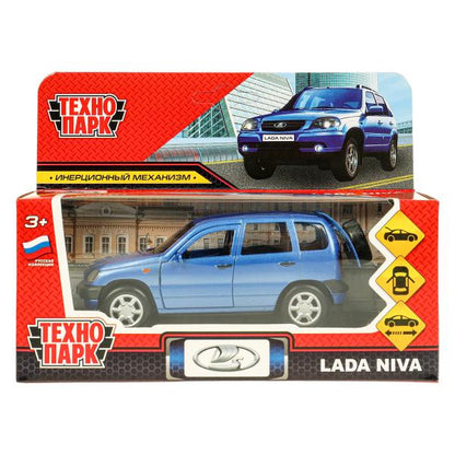 Машина металл LADA NIVA 12 см, двери, багаж, инерц, синий, кор. Технопарк в кор.2*36шт