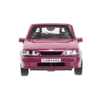 Машина металл ваз-2113 12 см, двери, багажник, инер,красный, кор. Технопарк в кор.2*36шт