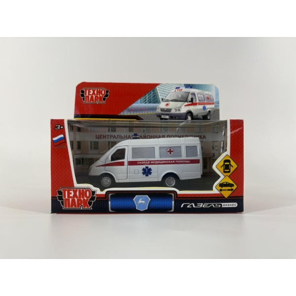 Машина металл ГАЗ -3221 "газель" 12,2 см, СКОРАЯ, дв, инер, кор. Технопарк в кор.2*36шт