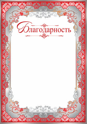 Ш-10372 Благодарность (серебряная фольга, для принтера, картон 200 г/м)
