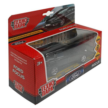 Машина металл FORD FOCUS TURNIER длина 12 см, дверь, сумка, инерц, черный, кор. Технопарк в кор.2*36шт