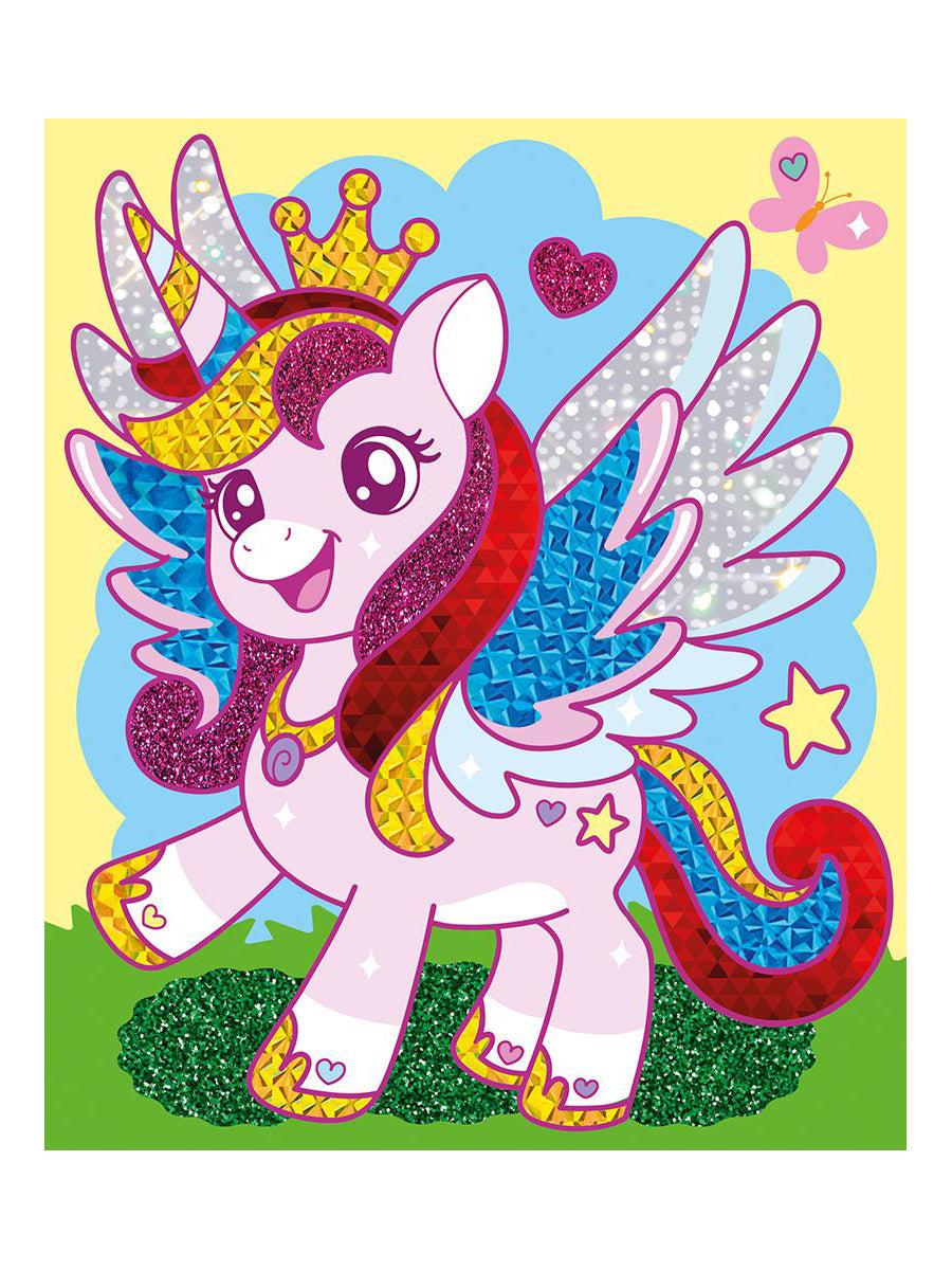 Набор для творчества. Аппликация фольгой "Единорог" размер 138х165 мм (конверт, 6 цв)