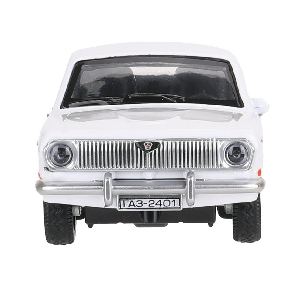 Машина металл ГАЗ-2401 ВОЛГА длина 12 см, двери, багажник, инерц, белый, кор. Технопарк в кор.2*36шт