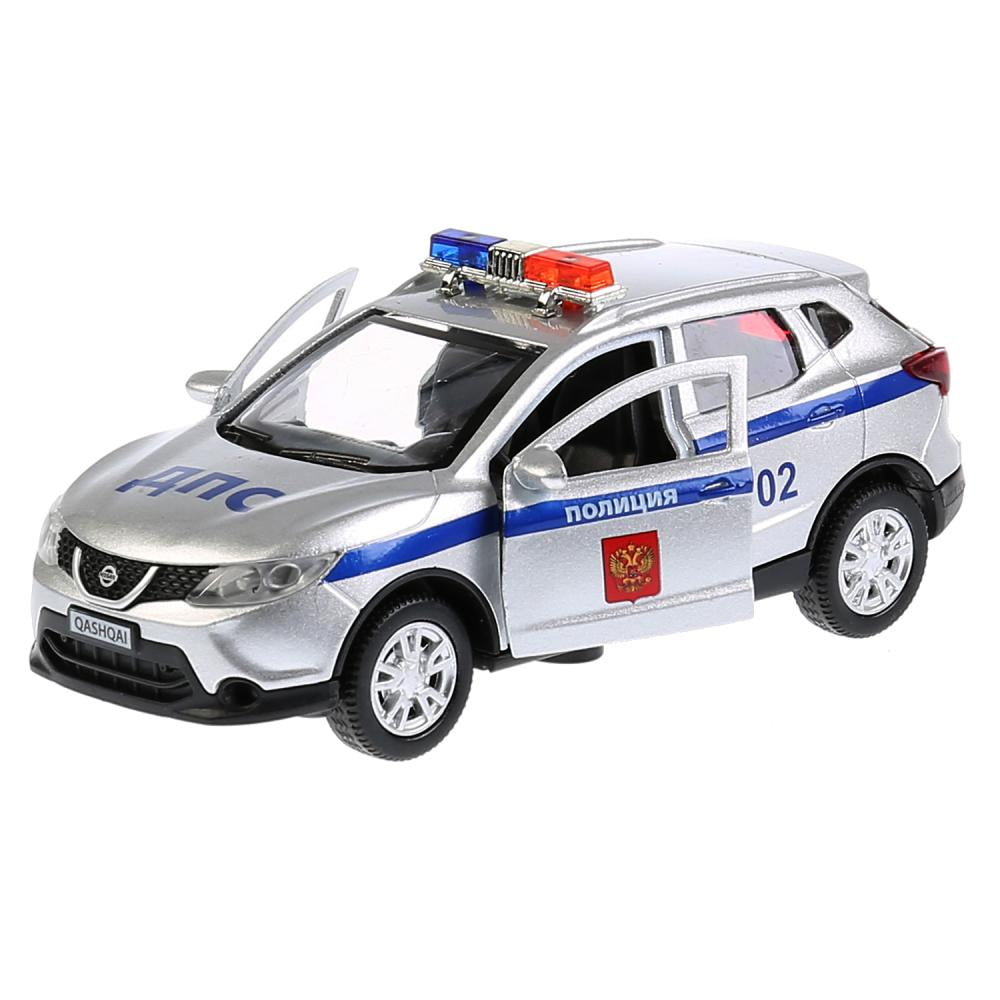 Машина металл свет-звук NISSAN QASHQAI ПОЛИЦИЯ 12 см двер, багаж, инер. кор. Технопарк в кор.2*36шт