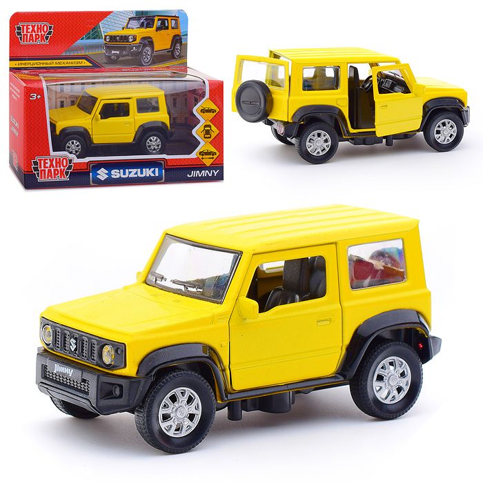 JIMNY-12-YEBK 335447 Машина металл SUZUKI JIMNY 11,5 см, двери, багаж, инерц, желтый, кор. Технопарк