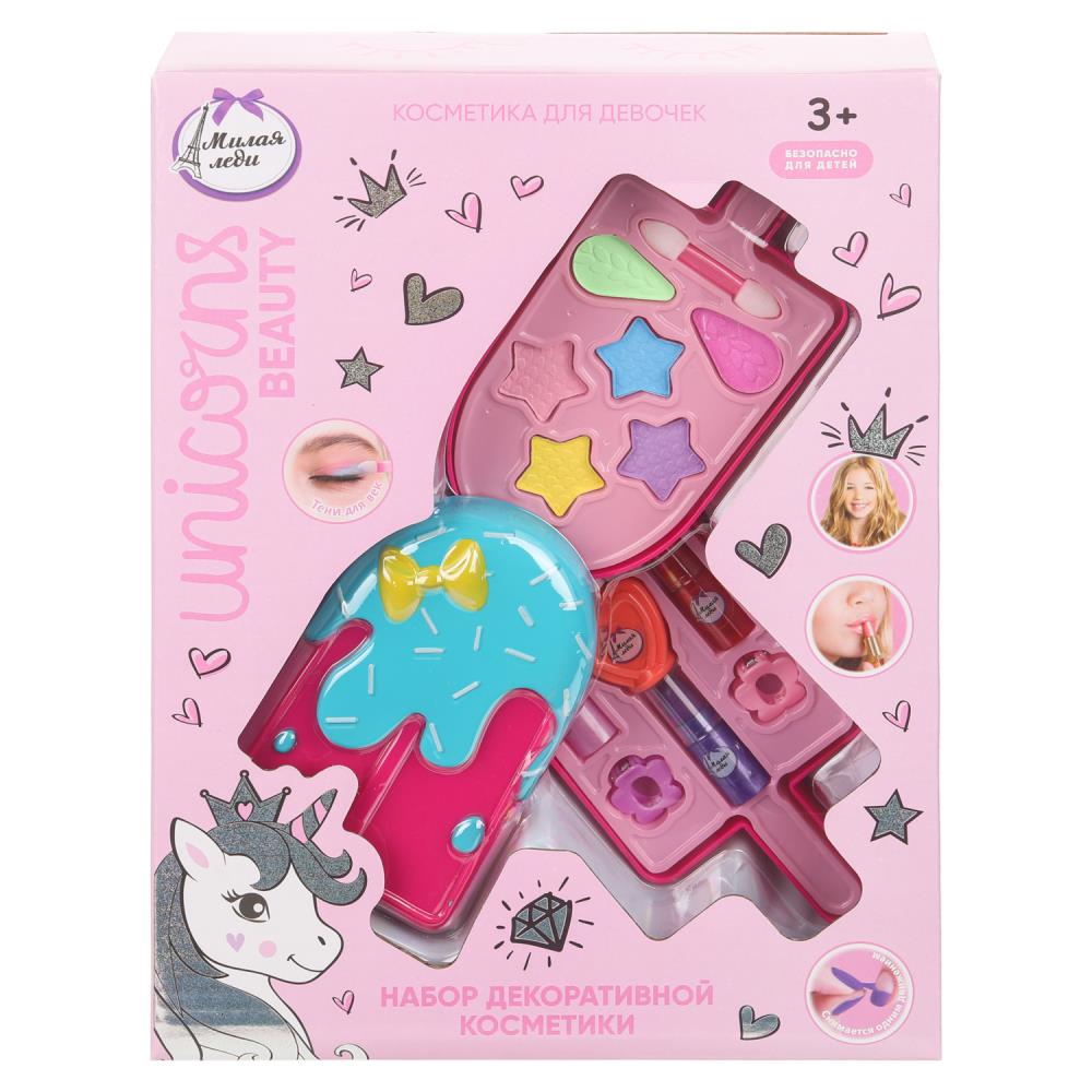 Косметика ДЛЯ ДЕВОЧЕК тени, помада, лак для ногтей, заколка МИЛАЯ ЛЕДИ в кор.2*36шт