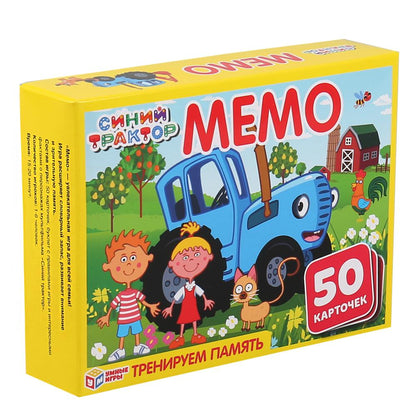 СИНИЙ ТРАКТОР. КАРТОЧНАЯ ИГРА МЕМО. (50 КАРТОЧЕК). COEUR : 125Х170Х40ММ, COEUR 65Х95ММ dans 50шт