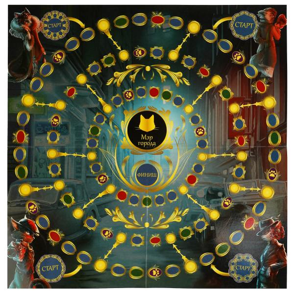 Коты-город. Настольная игра-ходила в квадрат. 40 карточек. 250х250х55мм. Умные игры в кор.10шт