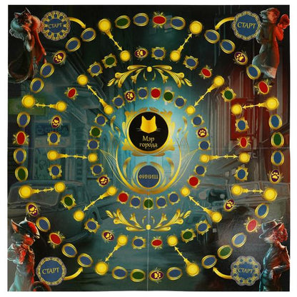 Коты-город. Настольная игра-ходила в квадрат. 40 карточек. 250х250х55мм. Умные игры в кор.10шт