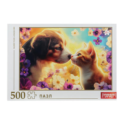 Кошечка и собачка. Пазлы в коробке 500 détails. 225х320х40 mm. Умные игры в кор.10шт