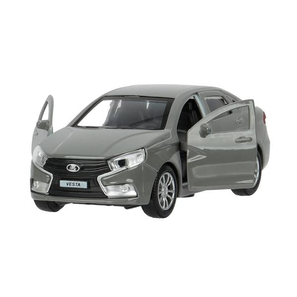 Машина металл LADA Vesta 11,5 см, двери, темно-серый, кор. Технопарк в кор.2*36шт