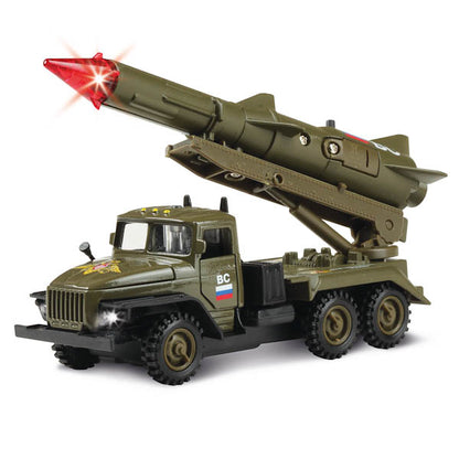 Машина металл УРАЛ против с ракетой 15 см, дв., капот, подв. дет., инерц., кор. Технопарк в кор.2*24шт