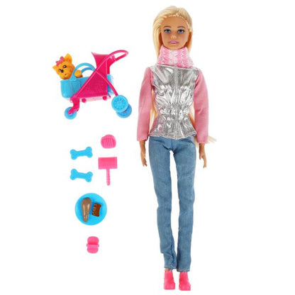 Кукла 29см София в с питомцем,с акс,руки и ноги сгибаются в кор КАРАПУЗ в кор.24шт