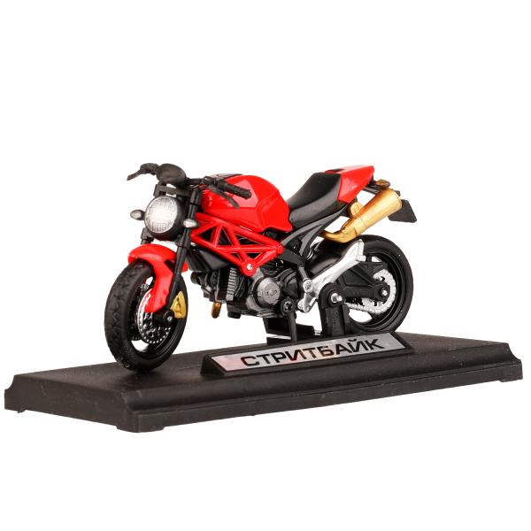 2004I099-R2Модель металл СТРИТБАЙК 11см, руль поворач, подвеска, подножка, кор. Технопарк в кор.5*48