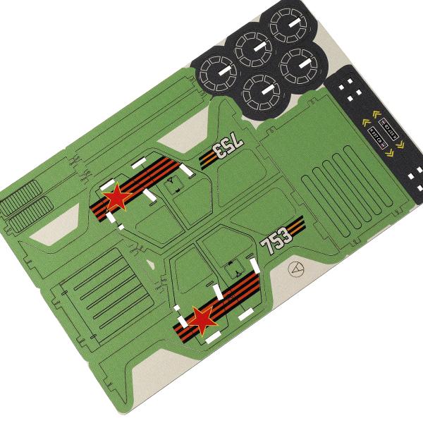 УАЗ конструктор деревянный УАЗ ХАНТЕР ВОЕННЫЙ, 51 дет. Город мастеров в кор.250шт