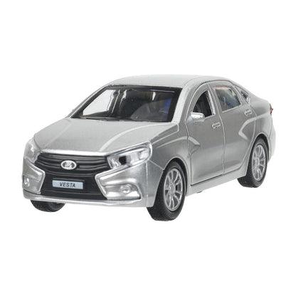 Машина металл LADA vesta 11,5 см, двери, серый, кор. Технопарк в кор.2*36шт
