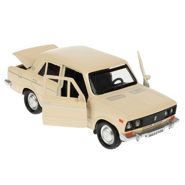 Машина металл ВАЗ-2106 ЖИГУЛИ длина 12 см, двери, багажник, инерц,бежевый, кор. Технопарк в кор.2*36шт