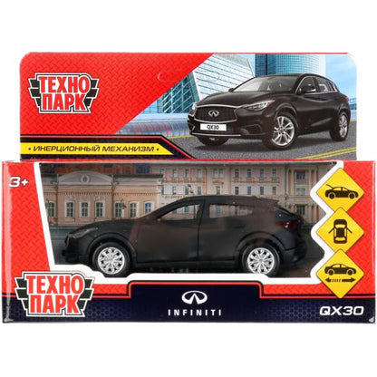 Машина металл "infiniti qx30 матовый" 12см, открыв.двери, инерц, черный в кор. Технопарк в кор2*36шт