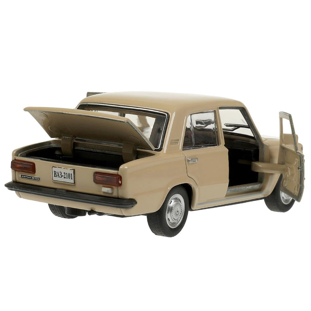 2101-12-BG Машина металл ваз-2101 длина 12 см, двери, багажник, инерц, бежевый, кор. Технопарк в кор.2
